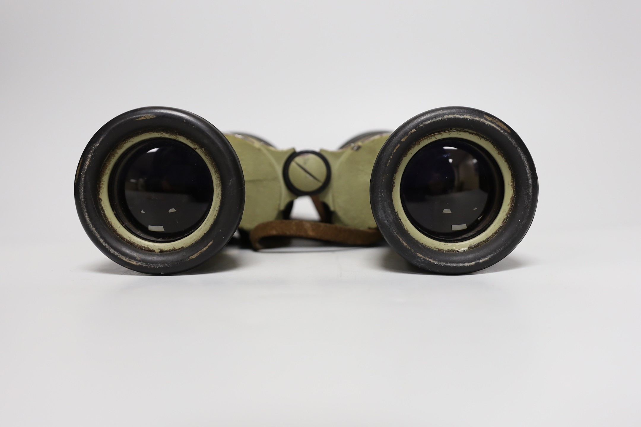 A pair of WWII German U boat binoculars, blc 7 x 50 serial no. 55429, rubber mounts, 19cms long